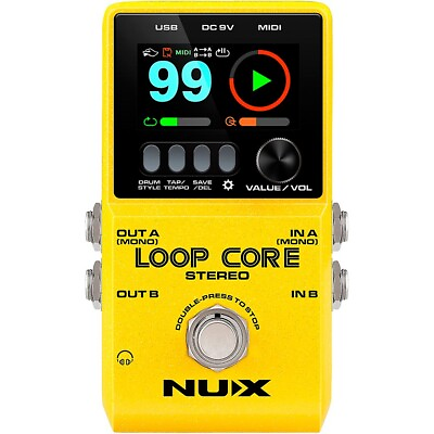 #ad NUX Loop Core Stereo Looper with MIDI and Drum Patterns Effects Pedal Yellow