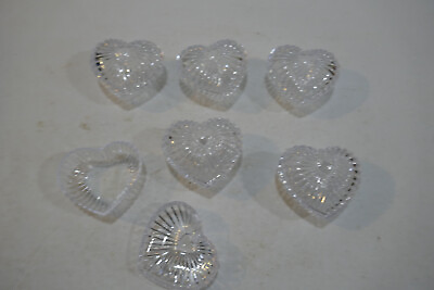 #ad Vintage Heart Shaped Plastic Trinket Boxes Designer set of 6
