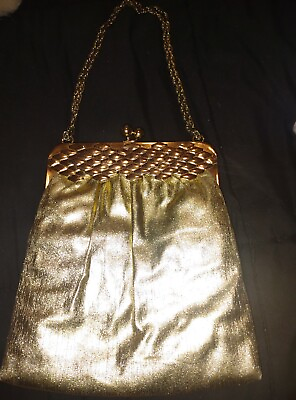 #ad Vintage Gold Lamé HL Evening Bag Purse 1980s Glam