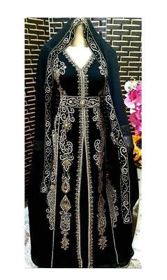 #ad Sale Embroidery Dubai Kaftan Moroccan Abaya Farasha Long Gown Full Length Dress