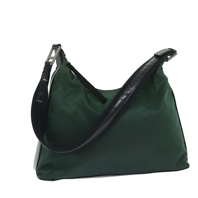 #ad PRADA Shoulder Bag Nylon Green Auth bs12873