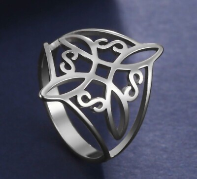 #ad Witch Knot Stainless Steel Ring Celtics Knot Women Rings Good Luck Amulet Gift