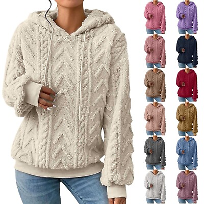 #ad Women#x27;s Hooded Long Sleeve Casual Solid Drawstring Sweater Pullover Sweatshirts