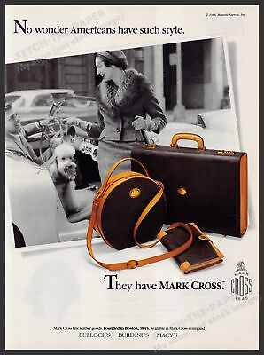 Mark Cross Handbags 1980s Print Advertisement Ad 1988 Poodle Dog
