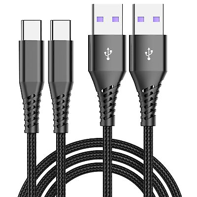 #ad USB C Cables 2 Pack 6 Feet Cable 3A Type C Fast Charging Durable Nylon B...