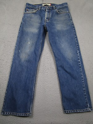 #ad Levis 505 Jeans Mens 34x29 Blue Denim Distressed Regular Straight Fit Pockets A2
