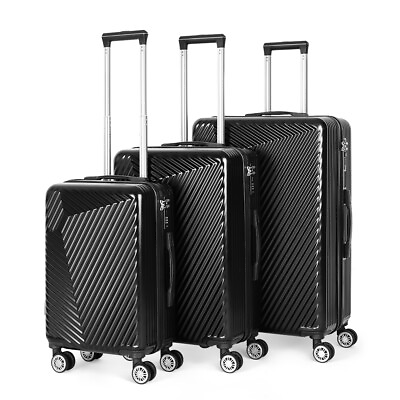 #ad 3PCS Luggage Set Travel Suitcase w Spinner Wheel Hardside Luggage Bag 20 24 28quot;