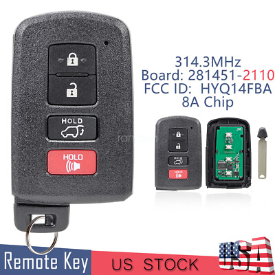 #ad Keyless Remote Car Key Fob HYQ14FBA 281451 2110 For Toyota Highlander 2014 2019