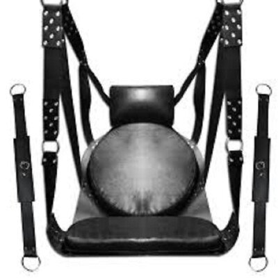 #ad Heavy Duty High Chrome Real Leather Premium Black Leather Sex Swing