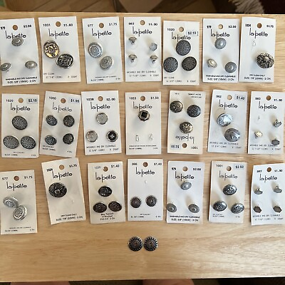#ad Lot of 21 New On Tags La petite Metal Buttons Vintage Sewing Crafts Hobbies