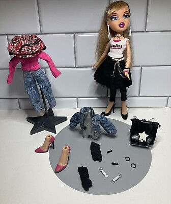 #ad Bratz Doll Cloe Flashback Fever w Denim Outfit Skirt Leggings Many Accessories