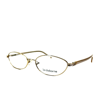 #ad Liz Claiborne Eyeglasses L297 0FJ4 Gold Oval Full Rim Frames 53 16 135 mm