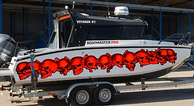 #ad 3D Pirate Skull Watercraft Graphics Tribal Skull Boat Decal Skull Boat Sticker