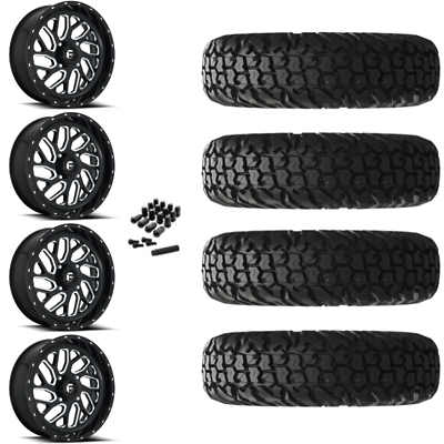 #ad 16quot; Fuel Triton D581 Black Milled Rims amp; 32quot; EFX MotoVator Tires 8 Ply Mounted