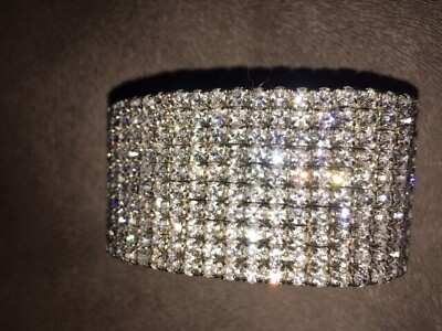 #ad Rhinestone Bracelet for Wedding Anniversary Prom Pageant OS