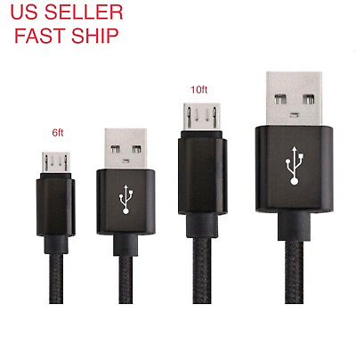 #ad 6ft 10ft Micro USB Fast Charger Data Sync Cable Braided Cord Samsung Android