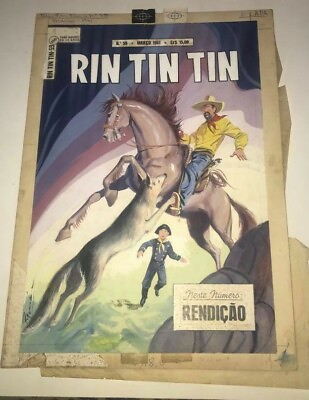 #ad Rin Tin Tin Old West Vintage Published Water Color Cover Original art work 1961
