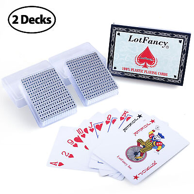 #ad 2 Decks Plastic Playing Cards Poker Size Waterproof Deck Card with Plastic Cases