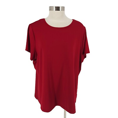 #ad East 5th Tee Shirt Classic Red Short Sleeve Stretch Knit Top NWT Womens 3X