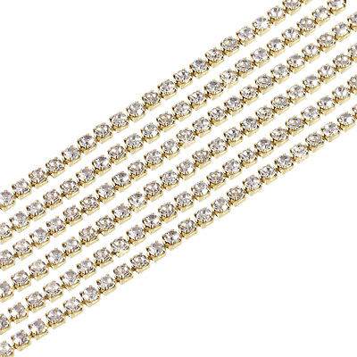 #ad 11 Yard 2.5mm Crystal Rhinestone Diamond Chain Gold White