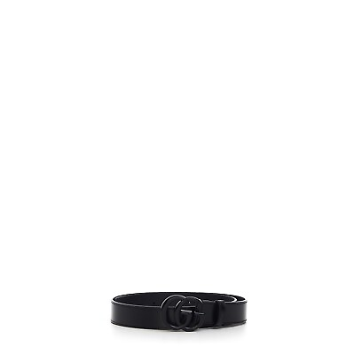 #ad GUCCI 490$ Men#x27;s Thin Belt Black Leather With Black GG Marmont Buckle