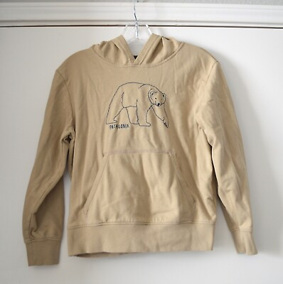 #ad Vintate Rare Patagonia Youth Hoodie Bear Graphic Sweatshirt Size Med Kids