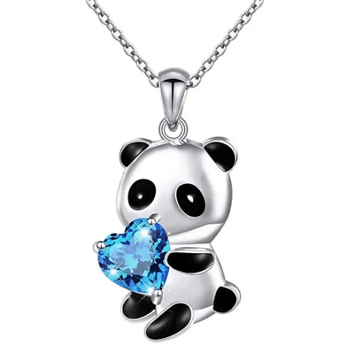 #ad Exquisite Panda Blue Heart Pendant Necklace Jewelry Girl Unique Gift Kid Fashion
