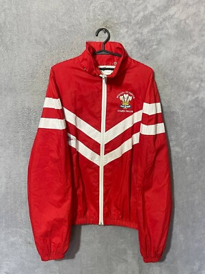 #ad Wales Cymru Vintage Special Olympics Jacket P.E.S Red Polyester Mens Size M