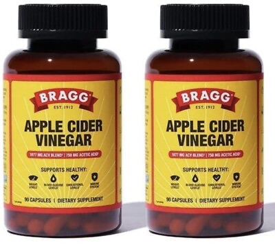 #ad 2 Bragg Apple Cider Vinegar ACV Vitamin D3 amp; Zinc 750Mg Acetic Acid 90 Capsule
