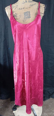 #ad INNER MOST Nightgown Lingerie Size L Red Satin Floral Strappy Crisscross Back