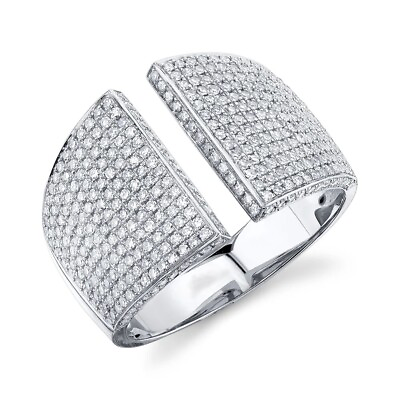 #ad 14K White Gold Wide Diamond Pave Open Split Ring 0.92 CT Natural Cocktail