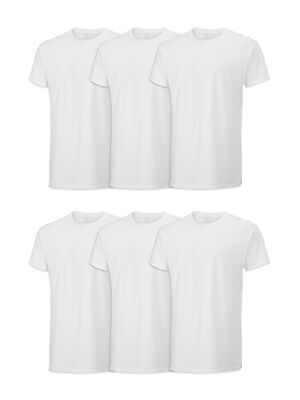 #ad Men#x27;s Stay Tucked Crew T Shirt Medium White Pack of 6