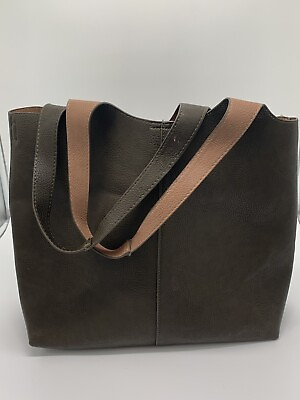 #ad Madison West Tote Shoulder Handbag Bag In Bag Vegan Leather Lt Brown Tote Bag