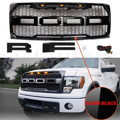 #ad Raptor Style Front Bumper Grill Hood Grille for Ford F150 F 150 2009 2014 Black