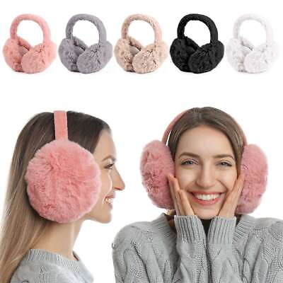 #ad Winter Women Men Warm Faux Fur Ear Muffs Soft Plush Earmuffs Foldable Earflaps