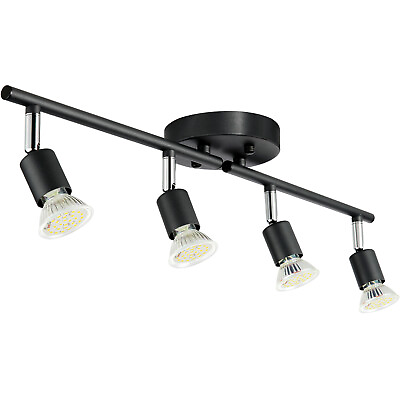 #ad VEVOR LED Track Lighting Kit 4 Light Flush Mount Ceiling Spot Light Fixture GU10