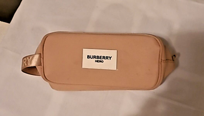 #ad BURBERRY Hero Pouch Toiletry Cosmetic tan Shaving Bag Fragrance Pre owned