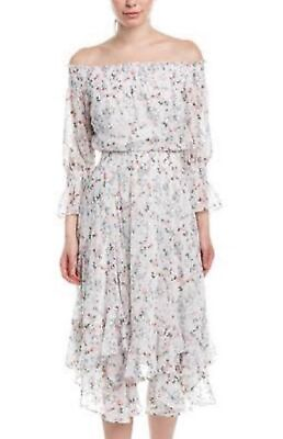 #ad Tahari Arthur S. Levine Multicolored Off Shoulder Floral Smock Dress Size 8