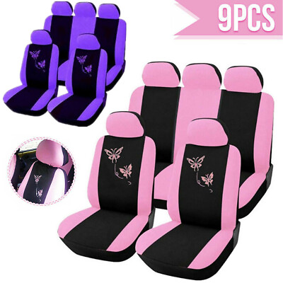 #ad US Car Seat Covers Butterfly Prints Full Set Universal Women Girls For Audi