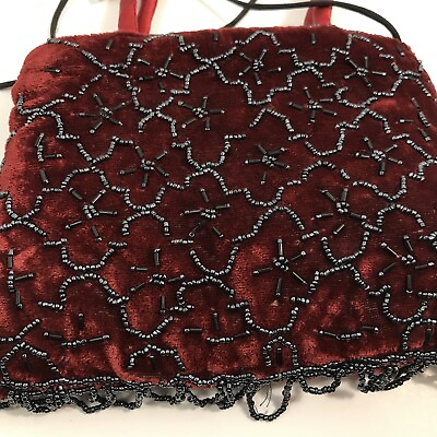 #ad Red Beaded Evening Purse Beautiful