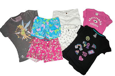#ad lot of 7 girl’s mixed clothing shorts t shirts 8 12