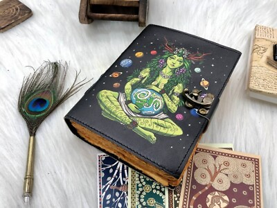 #ad mother of earth leather journal with handmade 200 deckle edge paper