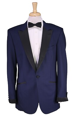 #ad Di Stefano Bespoke Royal Blue Peak Lapel 1B Slim Tuxedo Dinner Jacket Blazer 42L
