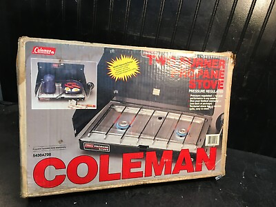#ad Vintage Coleman Deluxe Propane Camp Stove 2 Burners #5410A700 w Original Box