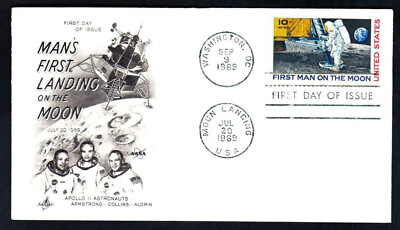 #ad FIRST MAN ON THE MOON Stamp C76 FDC Artcraft Space Cover C3740D