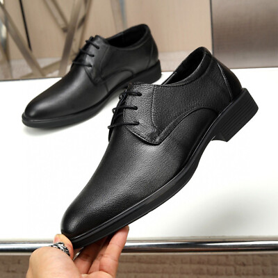 #ad Business Mens Casual Real Leather Low Top Lace Up Shoes Round Toe Work Oxfords