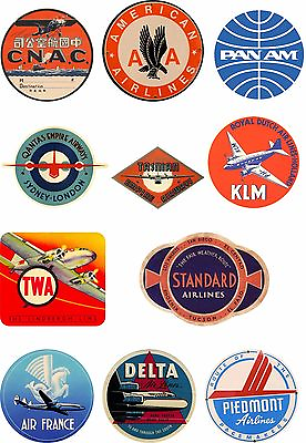#ad Vintage Style Airline Travel Suitcase Luggage Labels Set Of 11 vinyl stickers