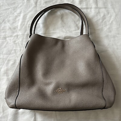 #ad Coach New York Gray Leather Shoulder Handbag