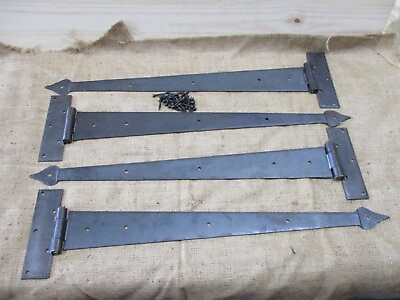 #ad 4 HUGE Strap T Hinges 24quot; Tee Hand Forged Gate Barn Rustic Medieval Iron Large