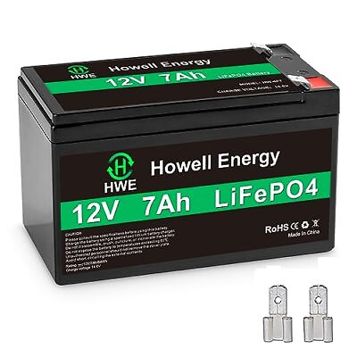 #ad 12V Battery HWE 12V 7Ah Lithium Battery Deep Cycle 12V LiFePO4 Battery Buil...